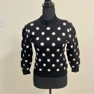 Joie Sweater Women’s Size Medium black & polka dot Merino Wool Brettina Sweater